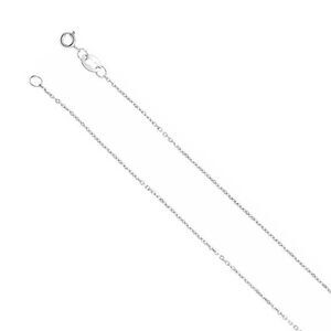 1mm Rhodium Sterling Silver D/C Solid Cable Chain Necklace, 16 Inch